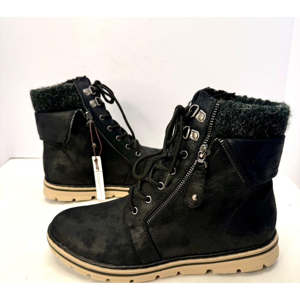 Cliffs by White Mountain Women's Kaylee Lace-Up Boots Black Size 9 NWT/BOX